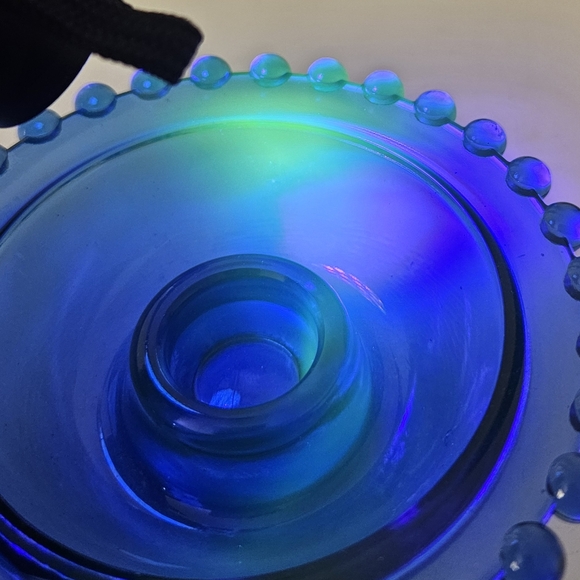 Cobalt Blue Glass Candle Holder UV Reactive - Picture 7 of 9